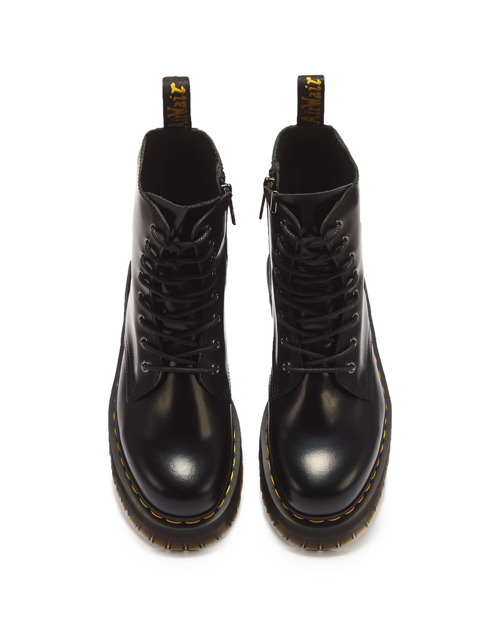 Jadon Boot Smooth Leather Platforms in Black - view 4