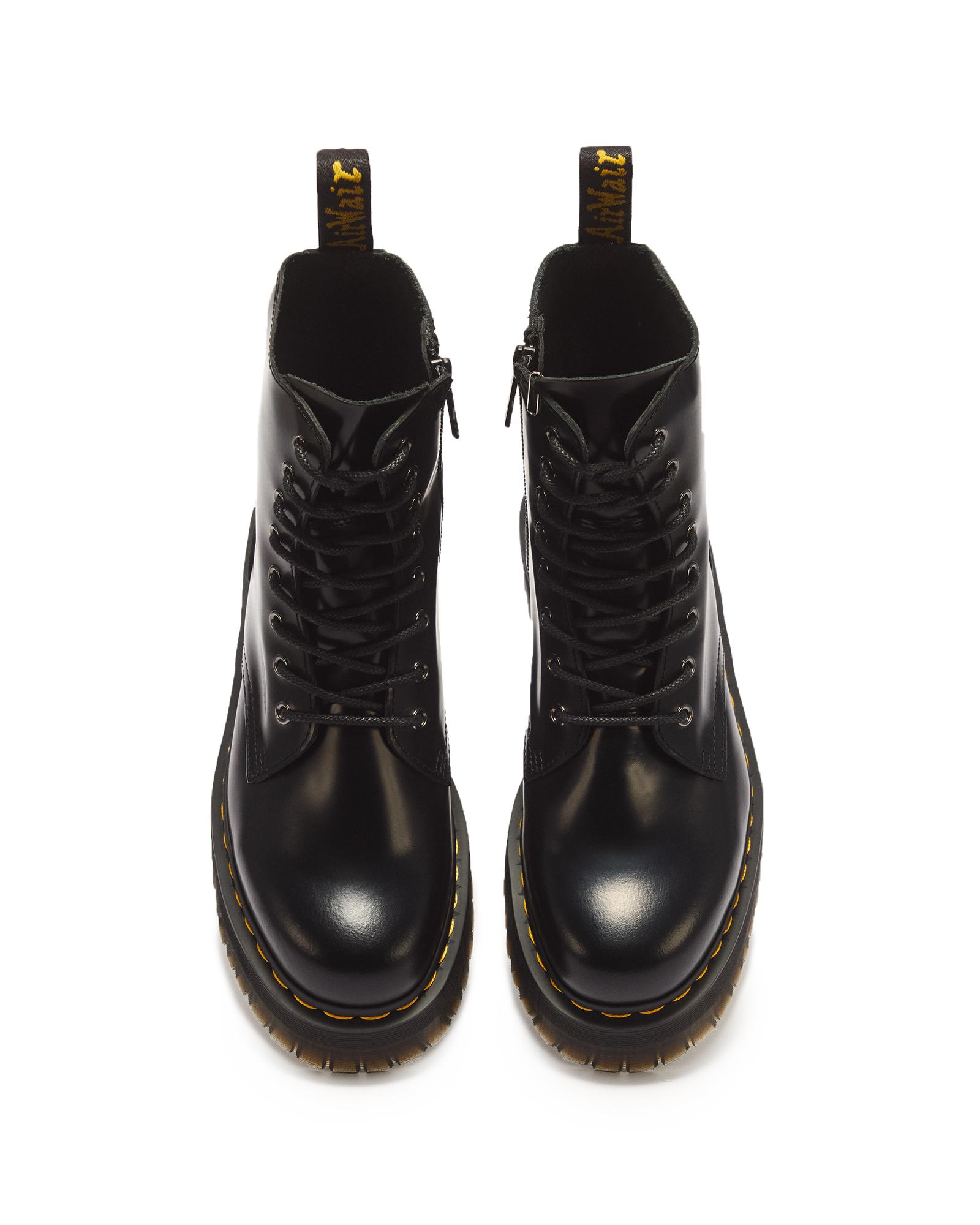 Jadon Boot Smooth Leather Platforms in Black - view 4