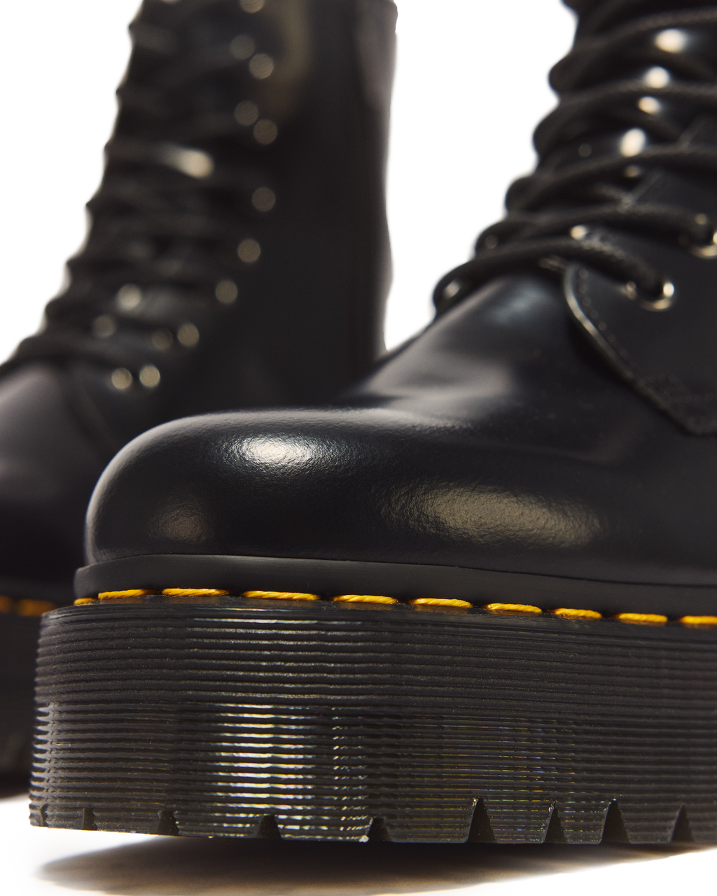 Jadon Boot Smooth Leather Platforms in Black - view 8