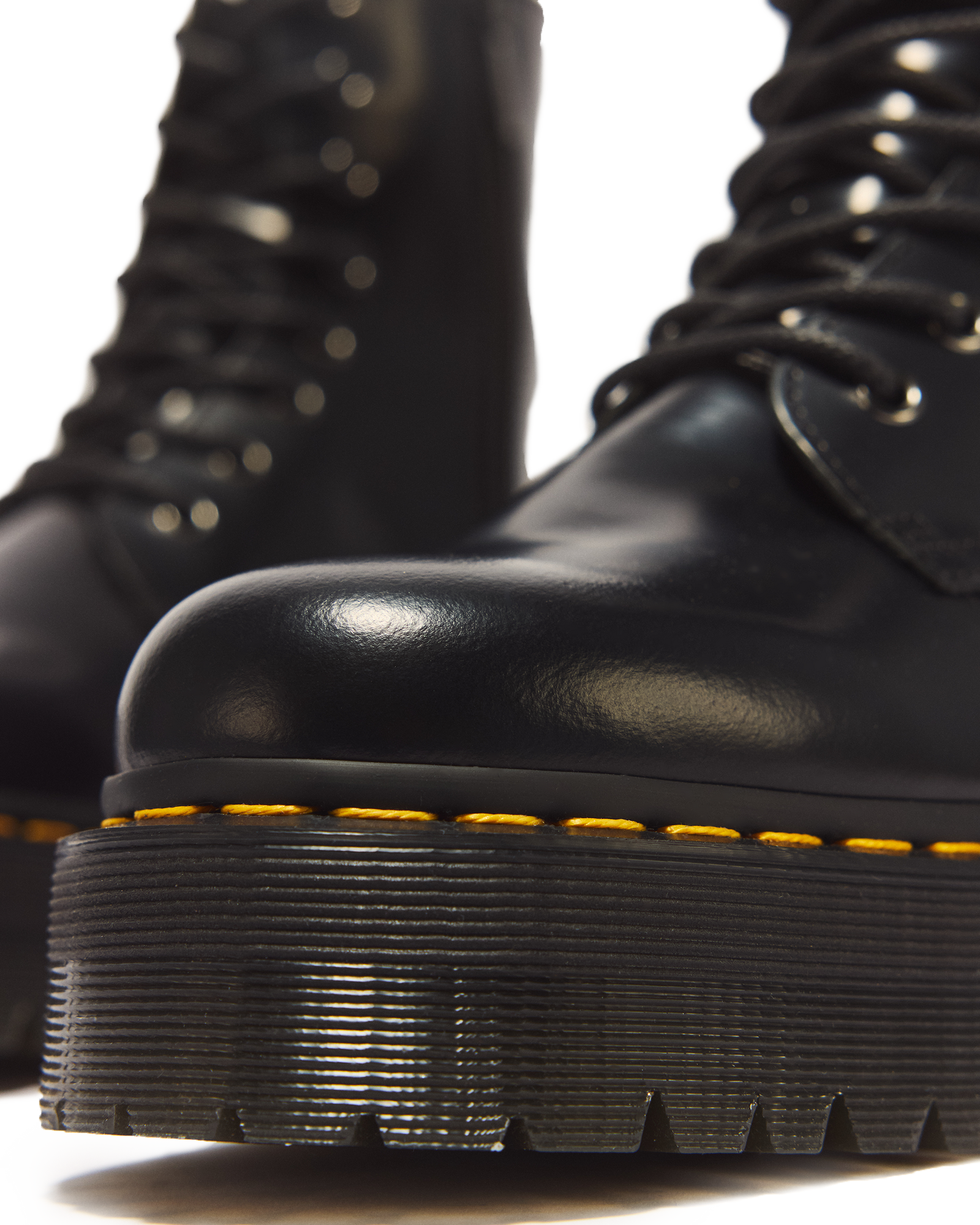 Jadon Boot Smooth Leather Platforms in Black - view 8