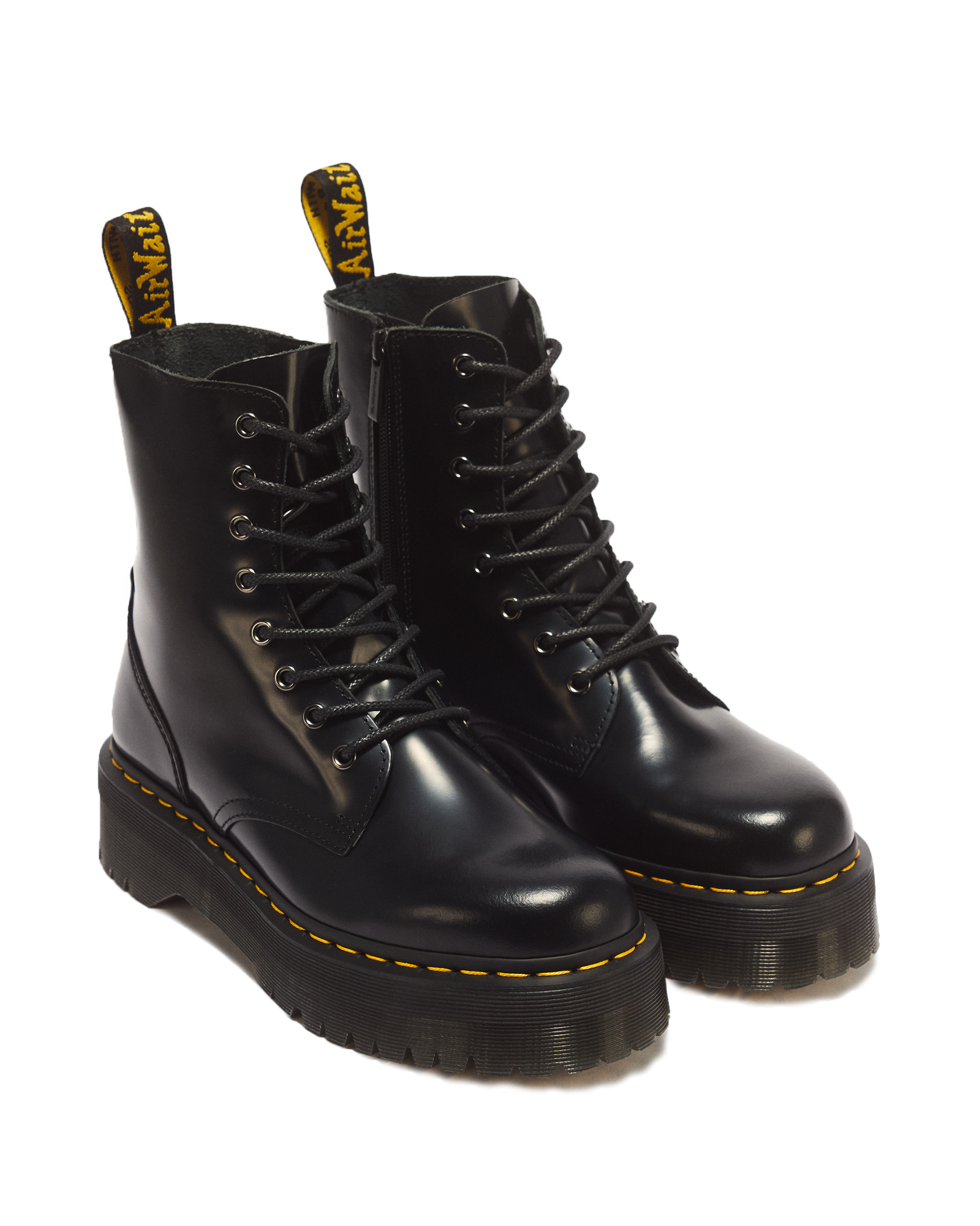 Jadon Boot Smooth Leather Platforms in Black - view 5